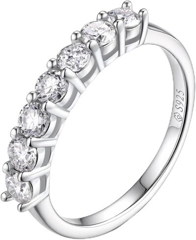 MomentWish Wedding Band, 0.15Carat Moissanite Wedding Rings, D Color VVS1 Simulated Diamond 925 Sterling Silver Eternity Rings in Kuwait