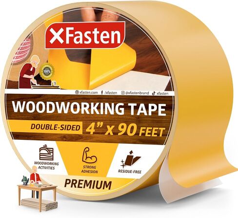 XFasten Double Sided Woodworking Tape 1 Inch x 108 Feet (3-Pack), Residue-Free, Removable Double Sided Woodworking Masking Tape for Wood Template, Mounting Boards MDF Edge Banding, Routing, Anchoring in Kuwait