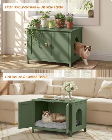 Feandrea Cat Litter Box Enclosure, Double Doors, Handles in Kuwait