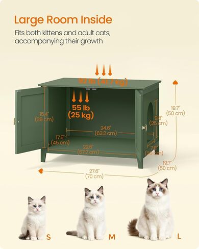 Feandrea Cat Litter Box Enclosure, Double Doors, Handles in Kuwait