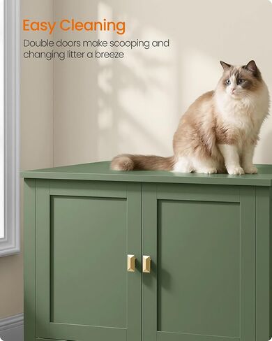 Feandrea Cat Litter Box Enclosure, Double Doors, Handles in Kuwait