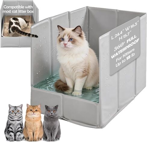 MEEXPAWS Cat Litter Box Enclosure, Foldable Waterproof Splash Guard in Kuwait