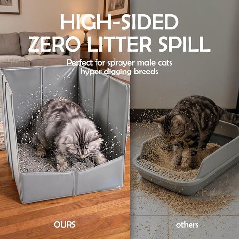 MEEXPAWS Cat Litter Box Enclosure, Foldable Waterproof Splash Guard in Kuwait