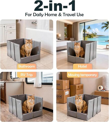 MEEXPAWS Cat Litter Box Enclosure, Foldable Waterproof Splash Guard in Kuwait
