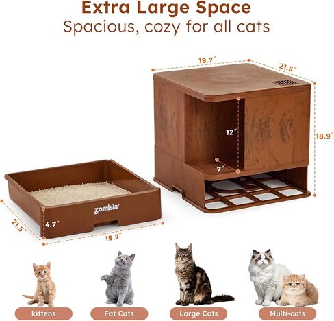 ZOMISIA Extra Large Cat Litter Box with Drawer, Hidden Litter Box Enclosure in Kuwait