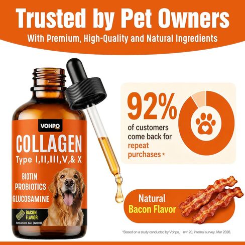 Premium 5-Type Grass-Fed Liquid Collagen for Dogs & Cats Supplement - 120ml in Kuwait