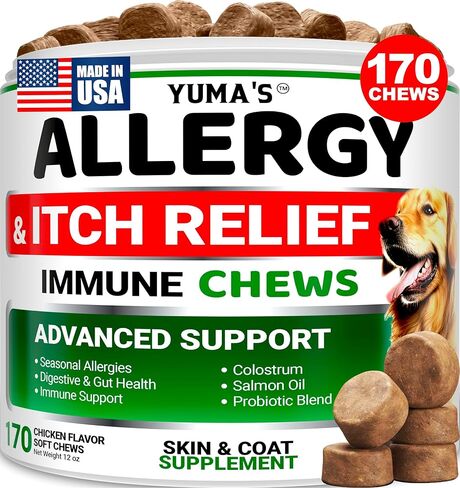Dog Allergy Relief Chews - 170 Treats, Itchy Skin and Seasonal Itch Support in Saudi Arabia