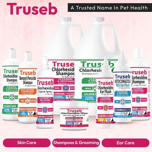 Truseb Advanced Strength Medicated Chlorhexidine for Dogs Cats Horses Skin Spray with Aloe Vera - Medicated Ketoconazole Spray for Skin Irritation, Hot Spots, Redne (Medicated Ketoconazole Spray, 8oz) in Saudi Arabia