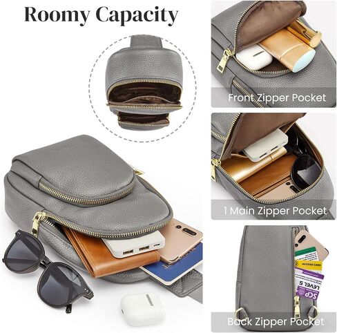 S-ZONE Leather Sling Bag for Women Men, Anti-theft Small Crossbody Sling Backpack Purses Chest Bags for Travel Cycling Hiking in Kuwait