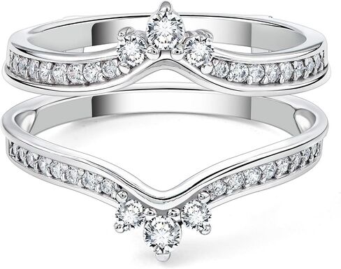 SHELOVES Crown Wedding Ring Guard Enhancers Round Cubic Zirconia 925 Sterling Silver Stack Wrap for Women 5-12 in Kuwait