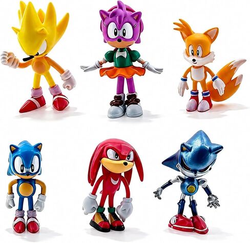 Sonic cake topper Figures Set 6Pcs Sonic cake decorations for Sonic party supplier birthday in Kuwait