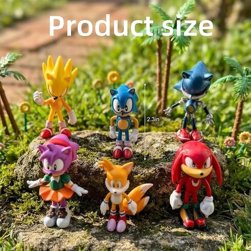 Sonic cake topper Figures Set 6Pcs Sonic cake decorations for Sonic party supplier birthday in Kuwait