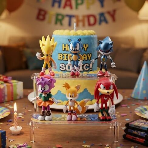Sonic cake topper Figures Set 6Pcs Sonic cake decorations for Sonic party supplier birthday in Kuwait