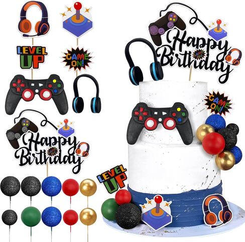 Video Game Happy Birthday Controller Headset Cake Decoration in Kuwait