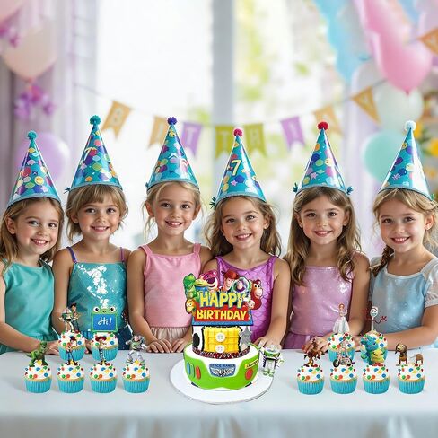 For Toy Movie Story 5 Birthday Cake Topper, Cute Cartoon Cake Decorations Include 1Pcs Happy Birthday Cake Topper and 12Pcs Cupcake Topper for Party Decorations (13Pcs) in Kuwait