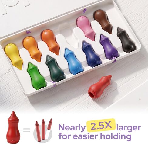 lalalark Beeswax Crayons for Toddlers 1-3, 12 Colors Washable Toddler Crayons, Non-Toxic, Food-Grade Colors Baby Bottle-Shape, Easy-Grip Chunky Build, Safe First Coloring Gift in Saudi Arabia