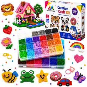 Fuse Beads Kit Christmas Birthday Gifts for Girls,26000PCS 48Colors 2.6mm Melty Beads with Pegboardx,Ironing Paper,Tweezers & Keychain Accessories Iron Beads in Kuwait
