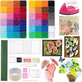 Fuse Beads Kit, 24,000pcs 2.6mm 48 Colors Mini Melting Beads for Beginners with Iron, Pegboards, Ironing Paper, Plant Stem & Accessories, DIY Pixel Art, Home Decor and Christmas Birthday Gift in Kuwait
