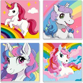 MXJSUA Framed 4 Pack Color Animals Paint by Numbers Kit, DIY Paint by Number Kit for Kids Ages 6-12, Paint by Numbers Kits for Children Beginner, Acrylic Oil Painting for Home Wall Decor (8x8inch) in Kuwait