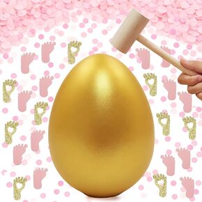 Smashable Golden Egg Gender Reveal Kit, 6 Inch, with Confetti and Wooden Hammer, Baby Shower Decoration (Blue) in Kuwait