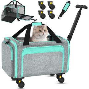 Airline Pet Carrier with Wheels, 18x11x11 for Cats & Toy Dogs in Saudi Arabia