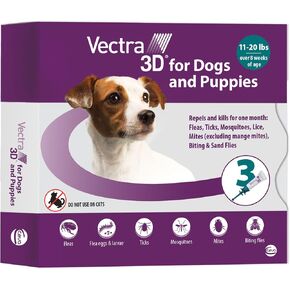 Vectra 3D Flea and Tick Prevention for Small Dogs 11-20 lbs, 3‑Month in Kuwait