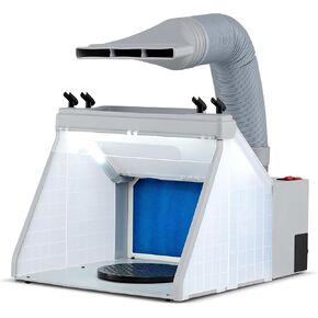 Toolsempire Portable Airbrush Paint Spray Booth Kit with 3 LED Lights, 7.5" Turntable, Lighted Painting Station with Fan Filter, Exhaust Extension Hose & Spray Gun Holders for Painting, Craft & Model in Kuwait