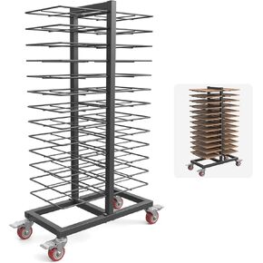 26-Tier Cabinet Door Drying Rack, Heavy Duty Paint Drying Rack with 4 Locking Casters, 25 lbs Capacity Per Tier, Vertical Storage Rack for Paint Shops, Woodworking and Art Studio, Black in Kuwait
