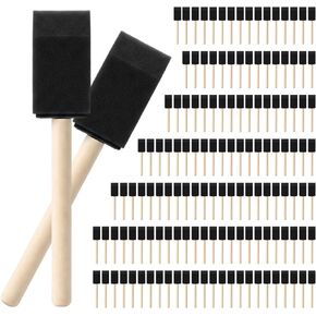 100 Pcs Foam Paint Brushes, Wooden Handle Sponge Brushes, 1 Inch in Kuwait