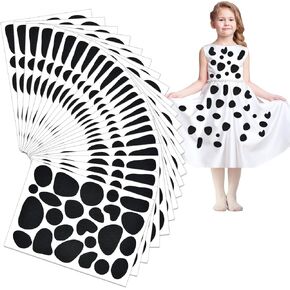 9 Pieces Dalmatian Dog Costume Set with Dog Ears Headband Bow Tie Tail and 144 Pieces Black Felt Stickers Irregular Felt Pads for Adults Kids Halloween Christmas Cosplay Costume Party DIY Decoration in Kuwait