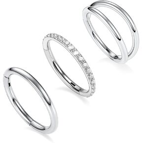 GAGABODY 2 Pcs Nose Rings 20G 18G 16G 14G 12G 10G 8G Surgical Steel Piercing Rings for Nose Septum Cartilage Helix Tragus Conch Rook Daith Lobe from 5mm to 16mm Seamless Hoop Unisex Hinged Earrings in Saudi Arabia