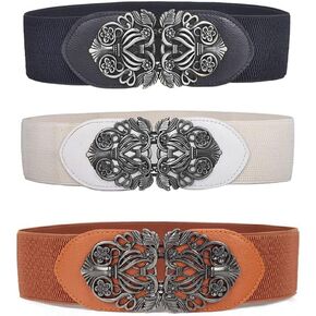 Swtddy 3 Pack Womens Vintage Wide Elastic Stretch Waist Belt For Dresses in Saudi Arabia