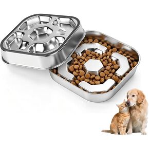 304 Stainless Steel Slow Feeder Dog Bowl, 2-4 Cups Puzzle Metal Pet Dishes in Kuwait