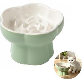 Ceramic Elevated Slow Feeder Cat Bowl, Whisker Friendly Dish 5.7" in Kuwait