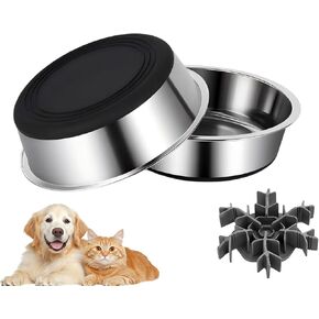 2 Pack Stainless Steel Dog Bowls, 4 Cup Food Water Metal Bowl Set for Pet in Kuwait