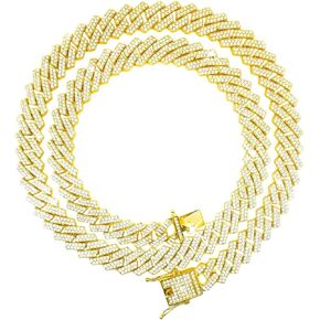HH BLING EMPIRE Silver Gold Cuban Link Chain for Men/Women, Iced Out Mens Diamond Chain Necklace-Miami Cuban Link Chains Hip Hop Jewelry in Kuwait