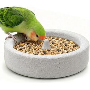 Bird Cage Pumice Stone Feeder Bowl Anti-Spill Suction Cup Water Dish Beak Claw Trimming Station for Parakeet Cockatiel Conure Lovebird Canary Small Parrot in Kuwait