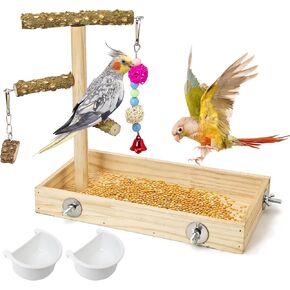BNOSDM Wooden Bird Feeder for Cage Natural Wood Bird Foraging Box Food Dish for Small to Medium Birds Parrot Feeding Cups for Cockatiel, Lovebird, Parakeet, Budgies (Small) in Kuwait