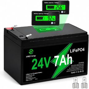HWE 24V 7Ah LiFePo4 Battery for Ride on Toy Car UTV, UPS, RV Power Supply in Kuwait