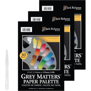 Jack Richeson Grey Matters Disposable Paper Palette 6" x 9", 3 Pack, Includes Palette Knife in Kuwait