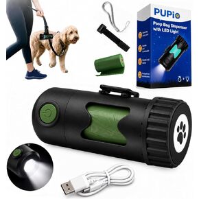 Smart 2-in-1 Poop Bag Holder Flashlight, USB-C Rechargeable, Includes 15 Compostable Poop Bags, Charging Cable, and Secure Attachments in Kuwait