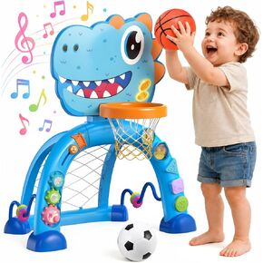 Dinosaur Toddler Basketball Hoop & Soccer Goal, Activity Toy for Age 1-3 in Kuwait
