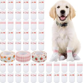 Novabright 60 Pcs Disposable Dog Paw Covers with 3 Roll Bandage, S in Kuwait