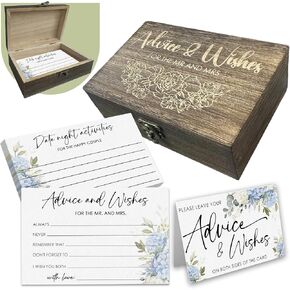 Advice and Wishes for the Mr And Mrs, 50 Pcs Hydrangea Wedding Advice Cards and Box for Wedding Party, Floral Bridal Shower, Engagement Decorations & Supplies. in Kuwait