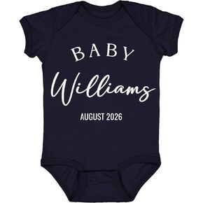 Custom Baby Baby Shower - Pregnancy Announcement Bodysuit, Personalized Infant Toddler Romper with Name and Birth Month Year in Kuwait