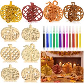 MotiMind 60 Pcs Fall Pumpkin Crafts Set with 12 Pcs Colored Markers in Kuwait