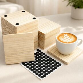 24 PCS 4 Inch Square Wood Coasters for Laser Engraving, 8.8 mm Thick in Kuwait