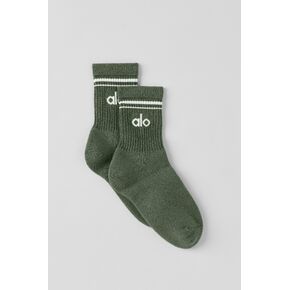 Alo Yoga Unisex Half-Crew Throwback Sock - Bamboo Green/White in Kuwait