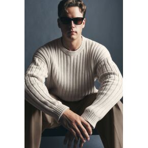 Alo Yoga Cotton Rib Parallel Sweater - Bone in Kuwait