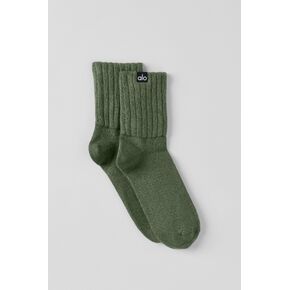Alo Yoga Unisex Half-Crew Scrunch Sock - Bamboo Green in Kuwait